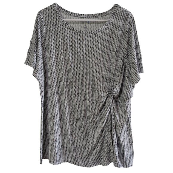 croft & barrow Tops - Croft & Barrow Women's Blouse, Plus Size 1X, Gray Black Pink Side Knot Stretchy